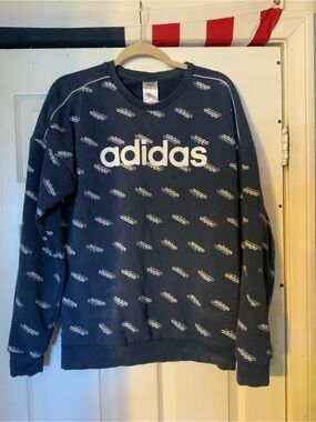 adidas Navy Crewneck Sweatshirt with White Logo Print